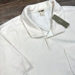 J.Crew‎ Mens Size XL Polo Shirt Ivory White Terry Cloth Short Sleeve CJ724 NWT